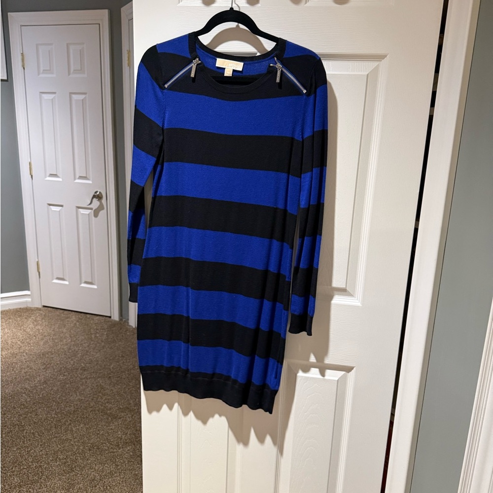 Michael Kors Royal Blue and Black Knit Top